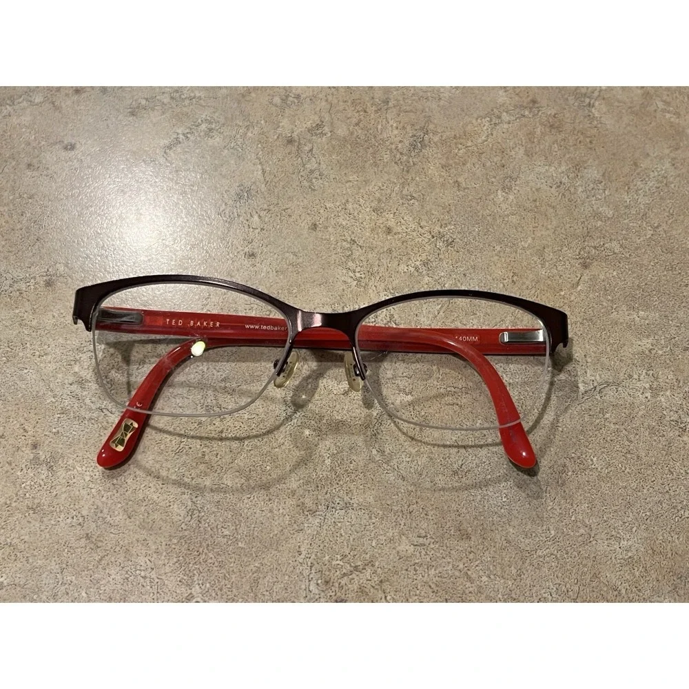 Ted Baker Frame B718 BRN Red Floral 51-16-140mm Half Rim Spring Hinge